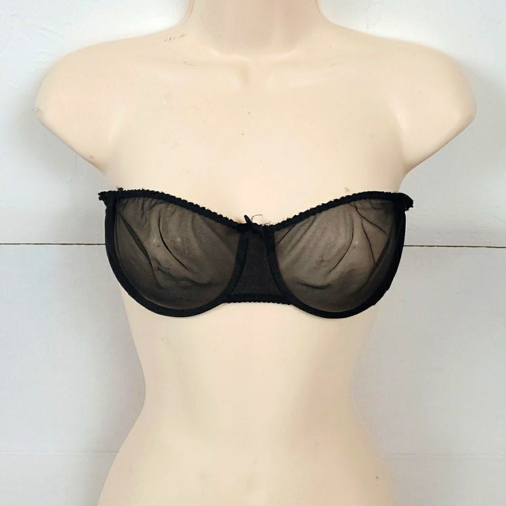 Vintage Glossies Lily of France black bra women size 34B